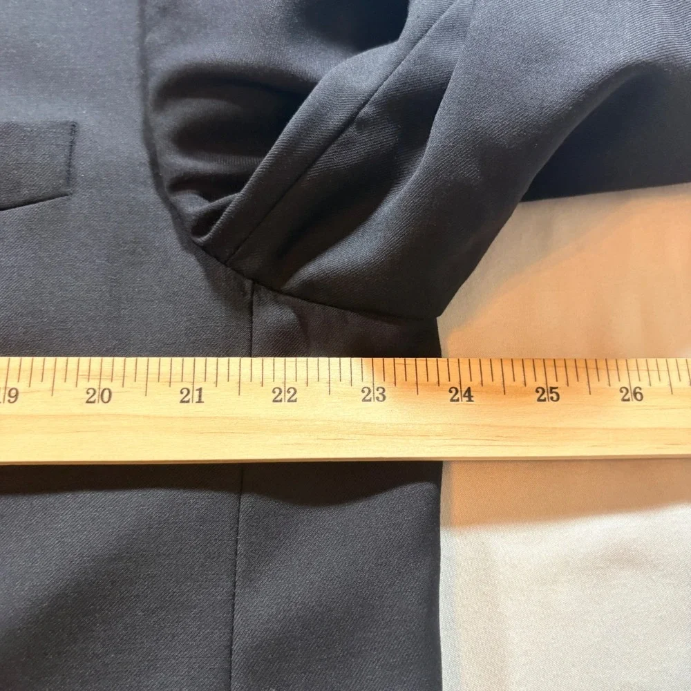 Burberry London Blazer Mens 46R Navy‎ Wool 3-Button Sport Coat Elbow Patches USA